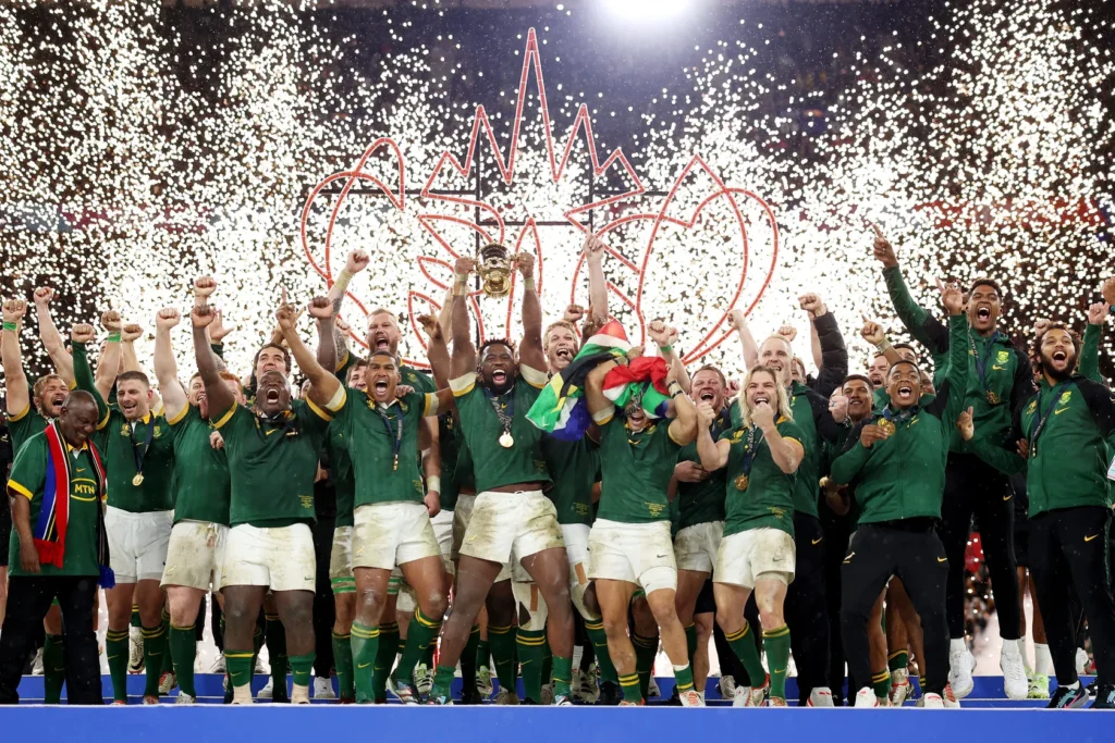 L'Afrique du Sud a remporté la dixième Coupe du monde de rugby ce 28 octobre 2023, contre la Nouvelle-Zélande