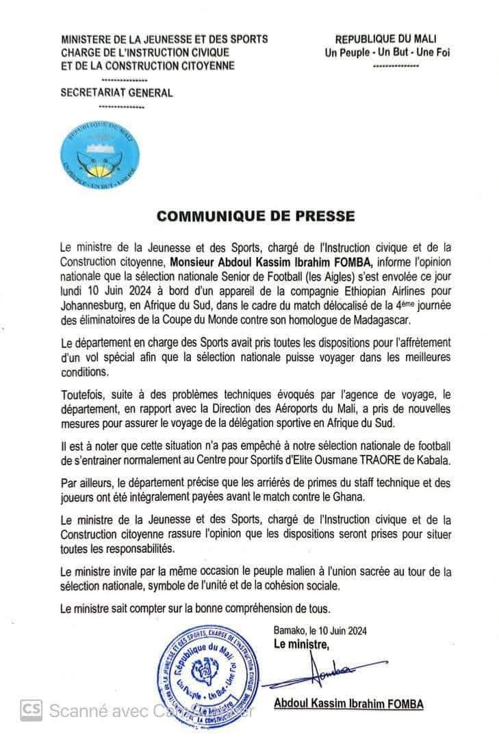 Faux, cette photo ne montre pas le départ des Aigles du Mali dans un avion de la Côte d’Ivoire