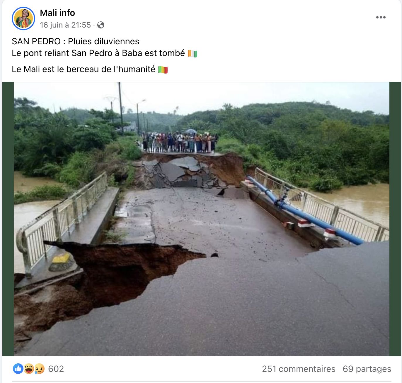 [Vérification] Côte d’Ivoire : cette image du pont de Baba en ruines date d’avant les récentes inondations