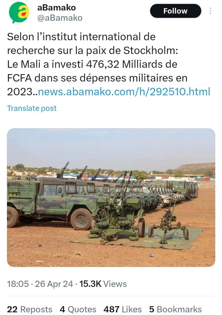 [Enquête] Mali : combien ont coûté les dépenses militaires de l'armée malienne 2023 ?