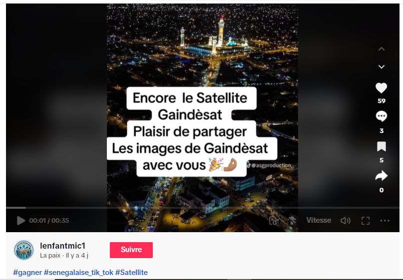 Ces images n'ont pas été prises par le satellite sénégalais GAINDESAT-1A