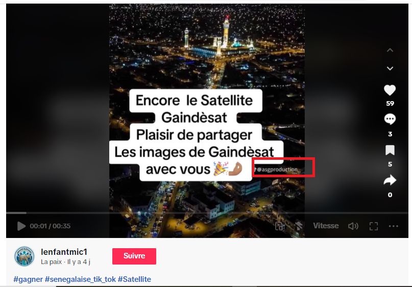 Ces images n'ont pas été prises par le satellite sénégalais GAINDESAT-1A